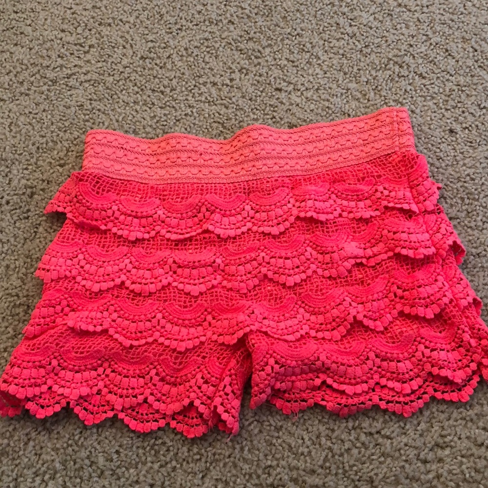 Pink lace shorts